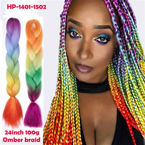 colored synthetic hair for braiding|More.